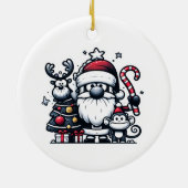 Santa, Reindeer, and a Christmas Monkey Ornament セラミックオーナメント (裏面)
