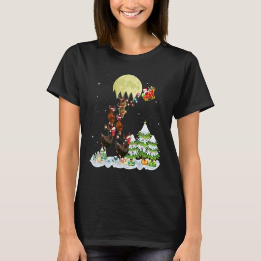 Santa Reindeer Chicken Ugly Sweater Farmer Christm Tシャツ (正面)