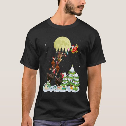 Santa Reindeer Chicken Ugly Sweater Farmer Christm Tシャツ (正面)