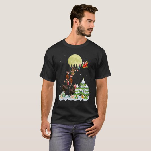 Santa Reindeer Chicken Ugly Sweater Farmer Christm Tシャツ (正面フル)