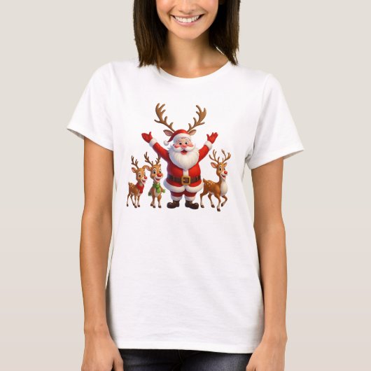 Santa & Reindeer Crew Tシャツ (正面)