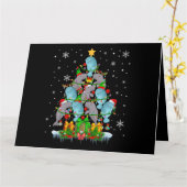 Santa Reindeer Elf Manatees Christmas Tree Lights  カード (黄色い花)