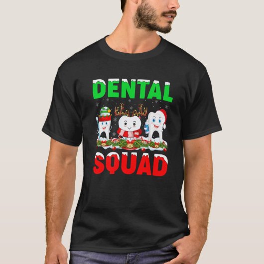 Santa Reindeer Elf Teeth Dental Squad Dentist Chri Tシャツ (正面)