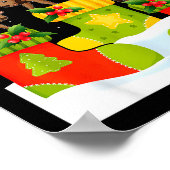 Santa Reindeer Elf Wildebeest In Christmas Socks U ポスター (角)