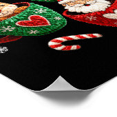 Santa Reindeer Gingerbread Faux Yarn Christmas  ポスター (角)