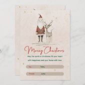 🎅Santa & Reindeer Merry Christmas シーズンカード (正面/裏面)