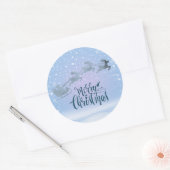 Santa & Reindeer Merry Christmas Winter Wonderland ラウンドシール (封筒)