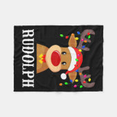Santa Reindeer Rudolph Xmas Group Costume  フリースブランケット (正面(横))