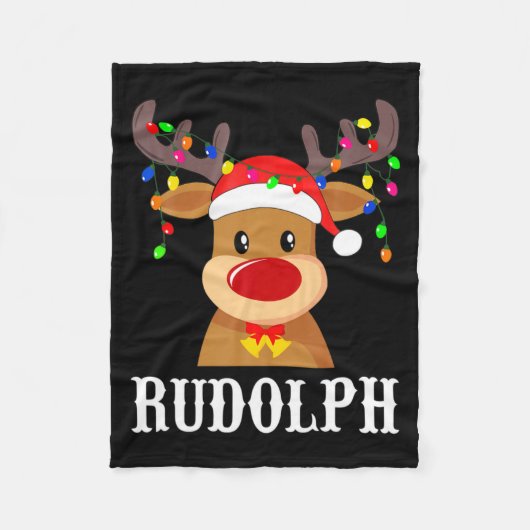 Santa Reindeer Rudolph Xmas Group Costume  フリースブランケット (正面)