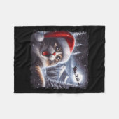 Santa Reindeer Selfie Cat Funny Christmas Tee  フリースブランケット (正面(横))