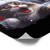 Santa Reindeer Selfie Cat Funny Christmas Tee  ポスター (角)