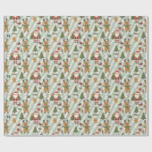 Santa & Reindeer Striped Christmas Wrapping Paper ラッピングペーパー (フラット)