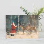 Santa Reindeer Vintage Christmas シーズンカード (スタンド正面)