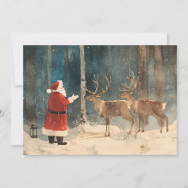 Santa Reindeer Vintage Christmas シーズンカード