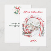 Santa Reindeers Christmas Flat Note Card ノートカード (正面/裏面)