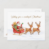 Santa Reindeers Sleigh Christmas Postcard ポストカード (正面/裏面)