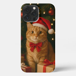 Santa Ribbon Cat iPhone 13 Pro Max Case iPhone 13 Pro Maxケース