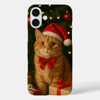Santa Ribbon Cat iPhone 16 Plus Case Plusケース