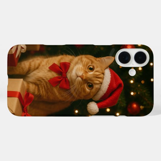 Santa Ribbon Cat iPhone 16 Plus Case Case-Mate iPhoneケース (裏面 (横))