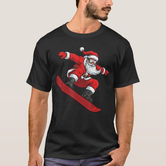 Santa Ride Snowboard Funny Christmas Freestyle Sno Tシャツ (正面)