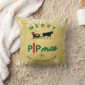 Santa Riding a Bull Sleigh – Forex Pipmas Gift  クッション (ブランケット)