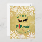 Santa Riding a Bull Sleigh – Forex Pipmas Gift  シーズンポストカード (正面/裏面)
