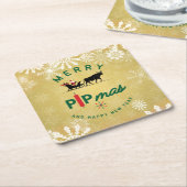 Santa Riding a Bull Sleigh – Forex Pipmas Gift スクエアペーパーコースター (アングル)