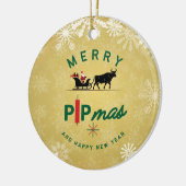 Santa Riding a Bull Sleigh – Forex Pipmas Gift  セラミックオーナメント (左)
