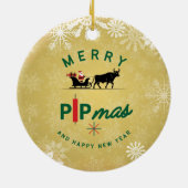 Santa Riding a Bull Sleigh – Forex Pipmas Gift  セラミックオーナメント (裏面)