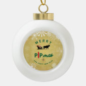 Santa Riding a Bull Sleigh – Forex Pipmas Gift セラミックボールオーナメント (正面)