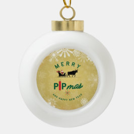 Santa Riding a Bull Sleigh – Forex Pipmas Gift セラミックボールオーナメント