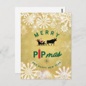 Santa Riding a Bull Sleigh – Forex Pipmas Gift  ポストカード (正面/裏面)