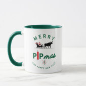 Santa Riding a Bull Sleigh – Forex Pipmas Gift マグカップ (左)