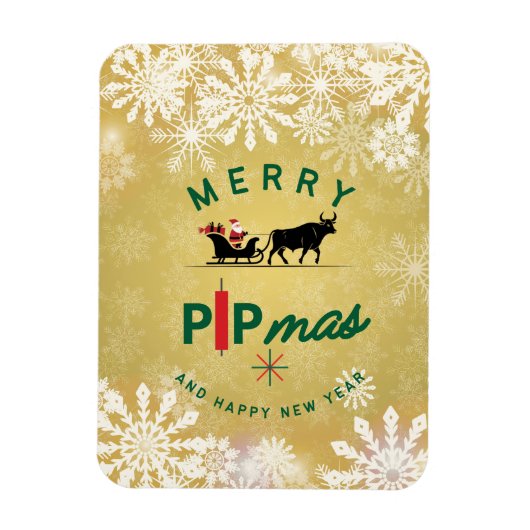 Santa Riding a Bull Sleigh – Forex Pipmas Gift  マグネット (縦)
