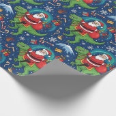 Santa Riding a Dinosaur Funny Christmas Design ラッピングペーパー (角)