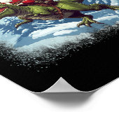 Santa Riding A Dinosaur T-rex Funny Christmas  ポスター (角)