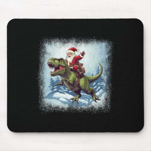 Santa Riding A Dinosaur T-rex Funny Christmas  マウスパッド (正面)