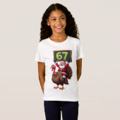 🎅🦃 Santa Riding a Turkey with Number 67 Funny Tシャツ (正面フル)