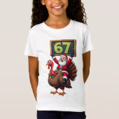 🎅🦃 Santa Riding a Turkey with Number 67 Funny Tシャツ (正面)