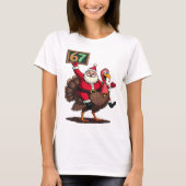 🎅🦃 Santa Riding a Turkey with Number 67 Funny Tシャツ (正面)