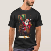 🎅🦃 Santa Riding a Turkey with Number 67 Funny Tシャツ (正面)