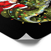 Santa Riding B Fish Christmas Fishing Funny Xmas P ポスター (角)