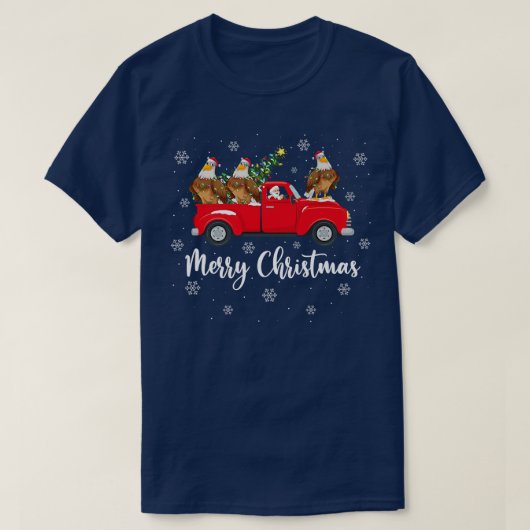 Santa Riding Christmas Tree Truck Eagle Bird Chris Tシャツ (デザイン正面)