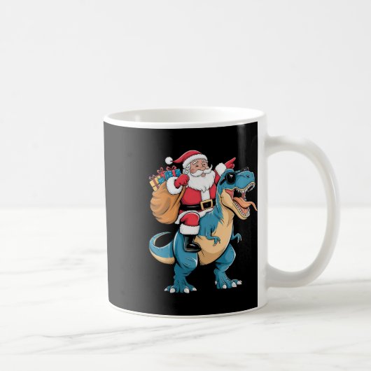 Santa Riding Dinosaur T Rex Christmas Boys Men Gir コーヒーマグカップ (右)