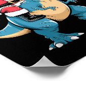 Santa Riding Dinosaur T Rex Christmas Boys Men Gir ポスター (角)