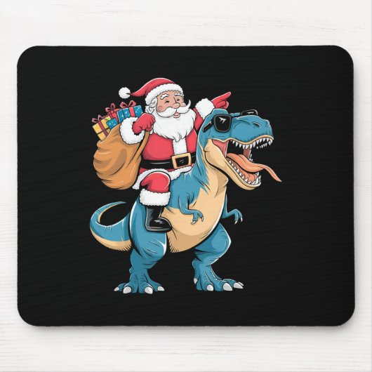 Santa Riding Dinosaur T Rex Christmas Boys Men Gir マウスパッド (正面)