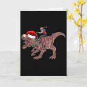 Santa Riding Dinosaur T Rex Christmas Boys Men Xma カード (黄色い花)