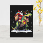 Santa Riding Dinosaur T Rex Christmas Boys Men Xma カード (黄色い花)