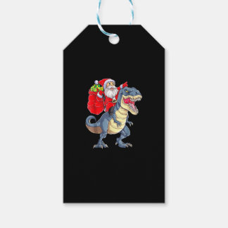 Santa Riding Dinosaur T Rex Christmas Boys Men Xma ギフトタグ