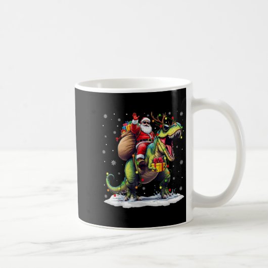 Santa Riding Dinosaur T Rex Christmas Boys Men Xma コーヒーマグカップ (右)